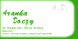 aranka doczy business card